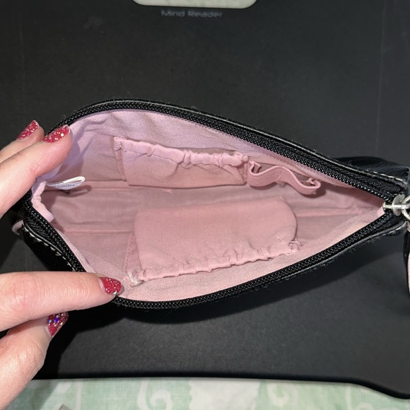 “K” initial black & pink wristlet, makeup, toiletry, cosmetic bag - Picture 5 of 8